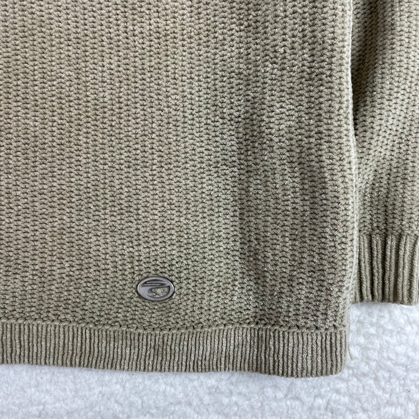 Y2K Point Zero Rollup Collar Boxy Fisherman Biege Sweater