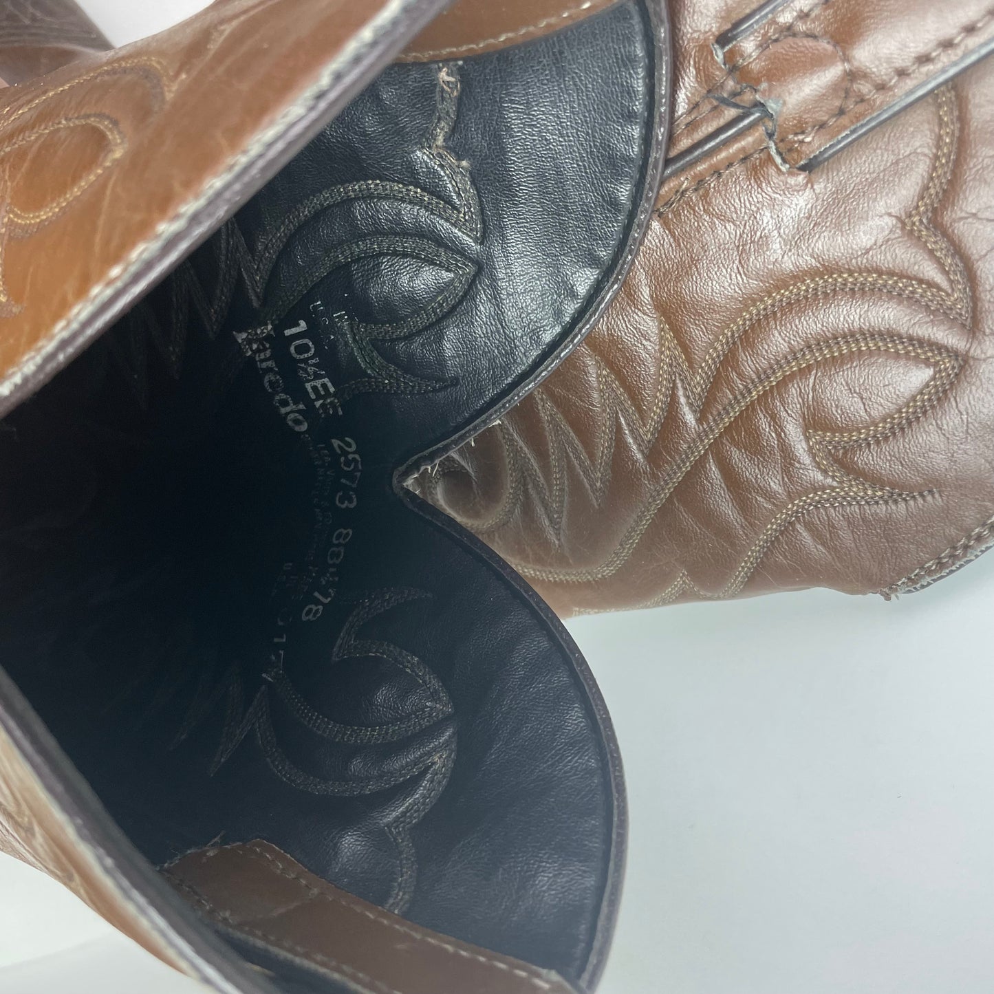 Vintage Laredo Roper Brown Genuine Leather Cowboy Boots