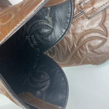 Vintage Laredo Roper Brown Genuine Leather Cowboy Boots