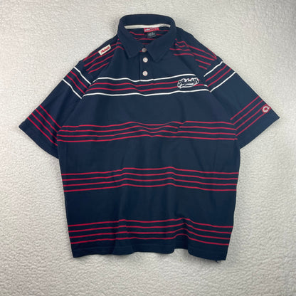 Vintage Akademiks Y2K Hip Hop Striped Red Blue Polo