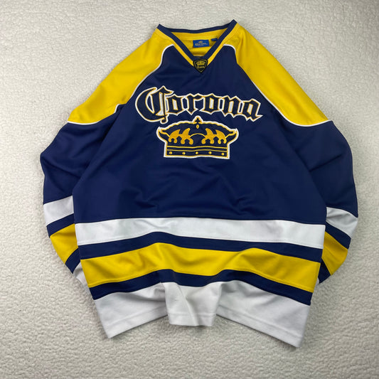 Vintage Corona Colour Block Navy Blue Yellow Hockey Jersey