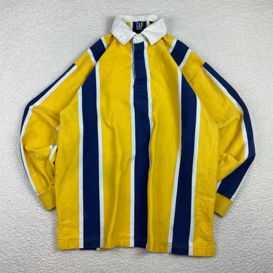 Vintage GAP Color Block Stripe Yellow Blue Rugby Polo