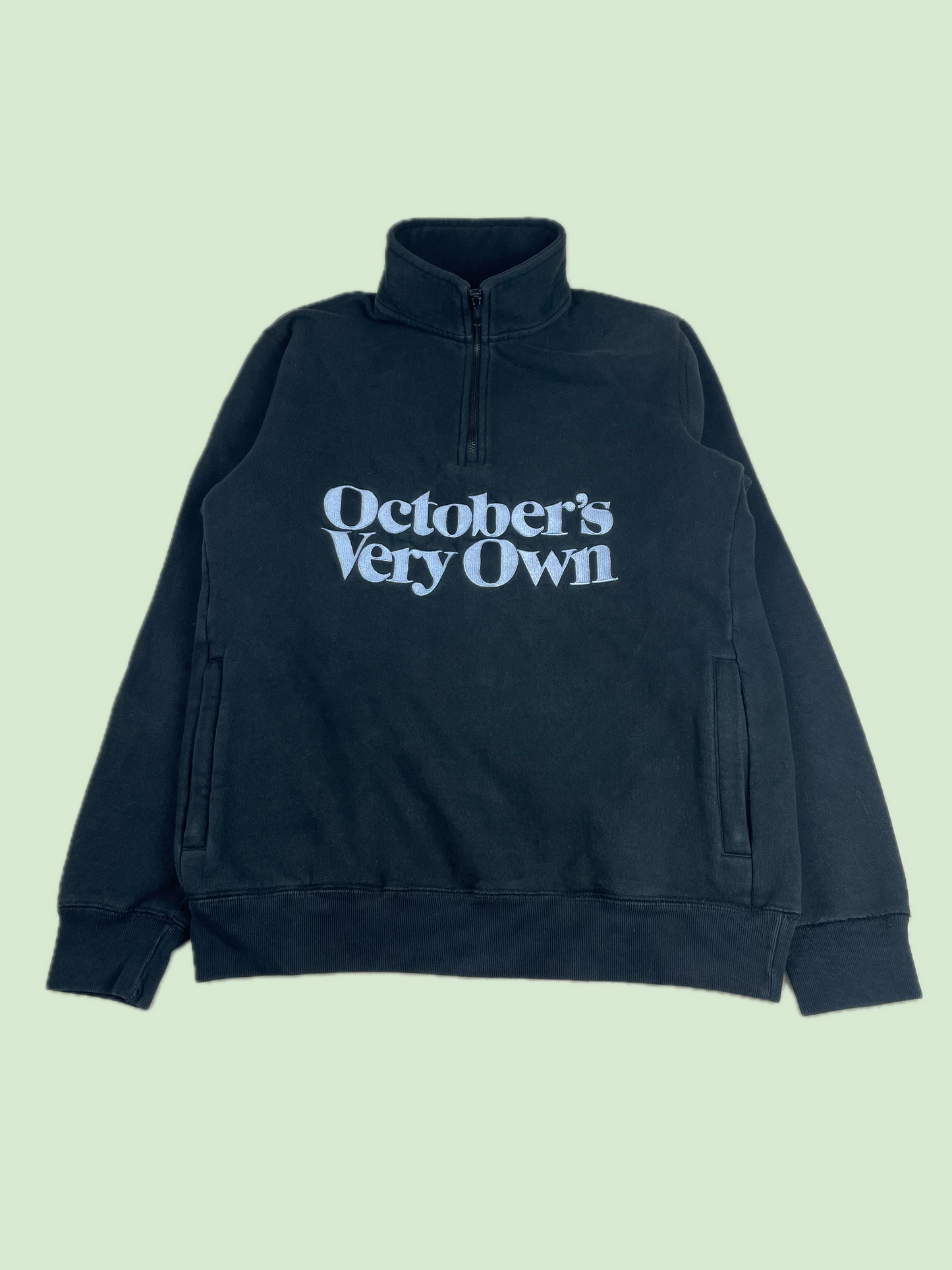 OVO October's Very Own Black Quarter Zip Embroidered Sweatshirt