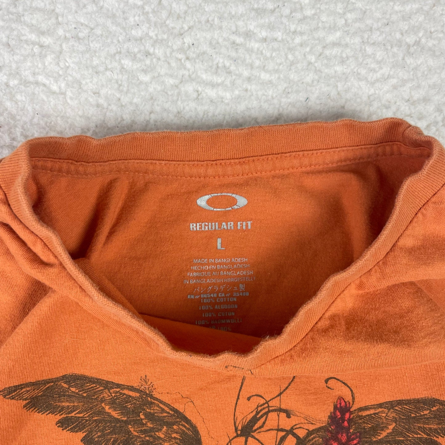 Y2K Oakley Orange Skull Graphic Shirt