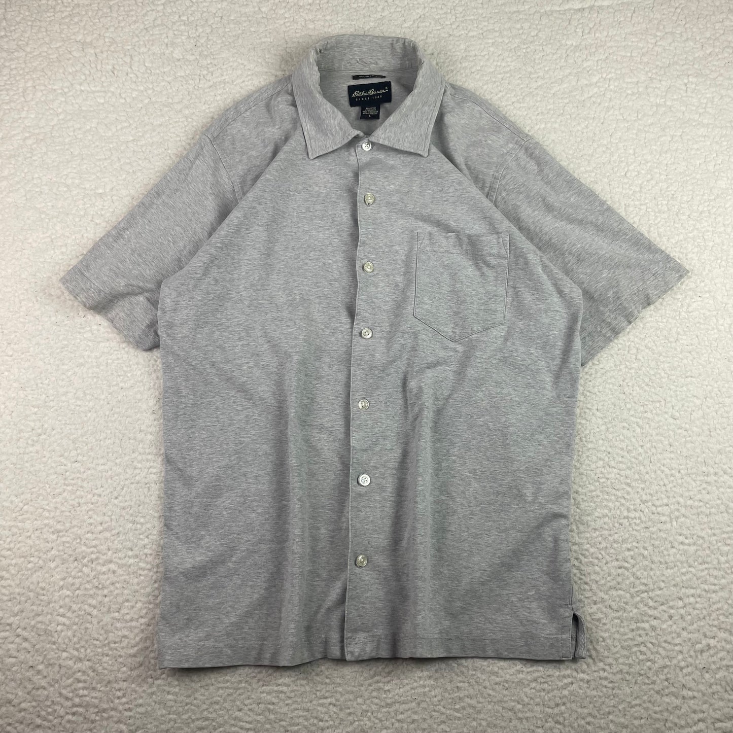 Vintage, Eddie Bauer Heather Gray Short Sleeve Button Up Shirt