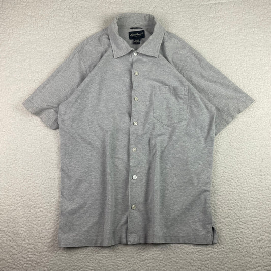 Vintage, Eddie Bauer Heather Gray Short Sleeve Button Up Shirt