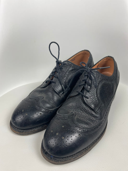 Vintage Trojan Super Wingtip Brogue Oxford Black Leather Shoes