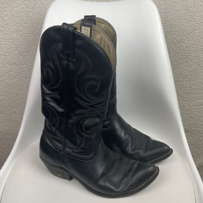 Vintage Bull Rider Black Genuine Leather Cowboy Boots