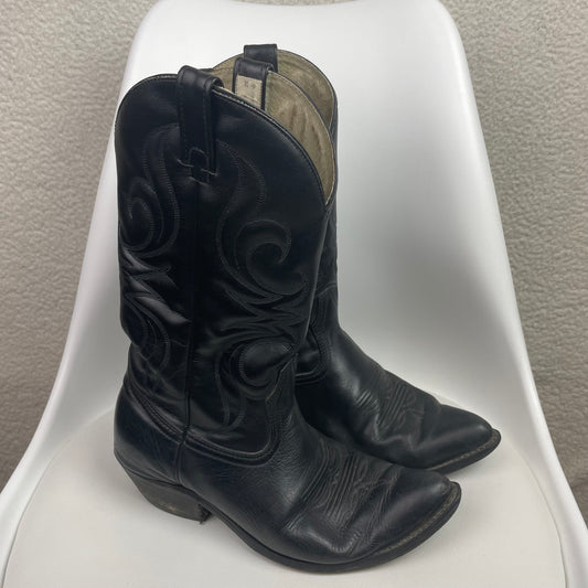 Vintage Bull Rider Black Genuine Leather Cowboy Boots