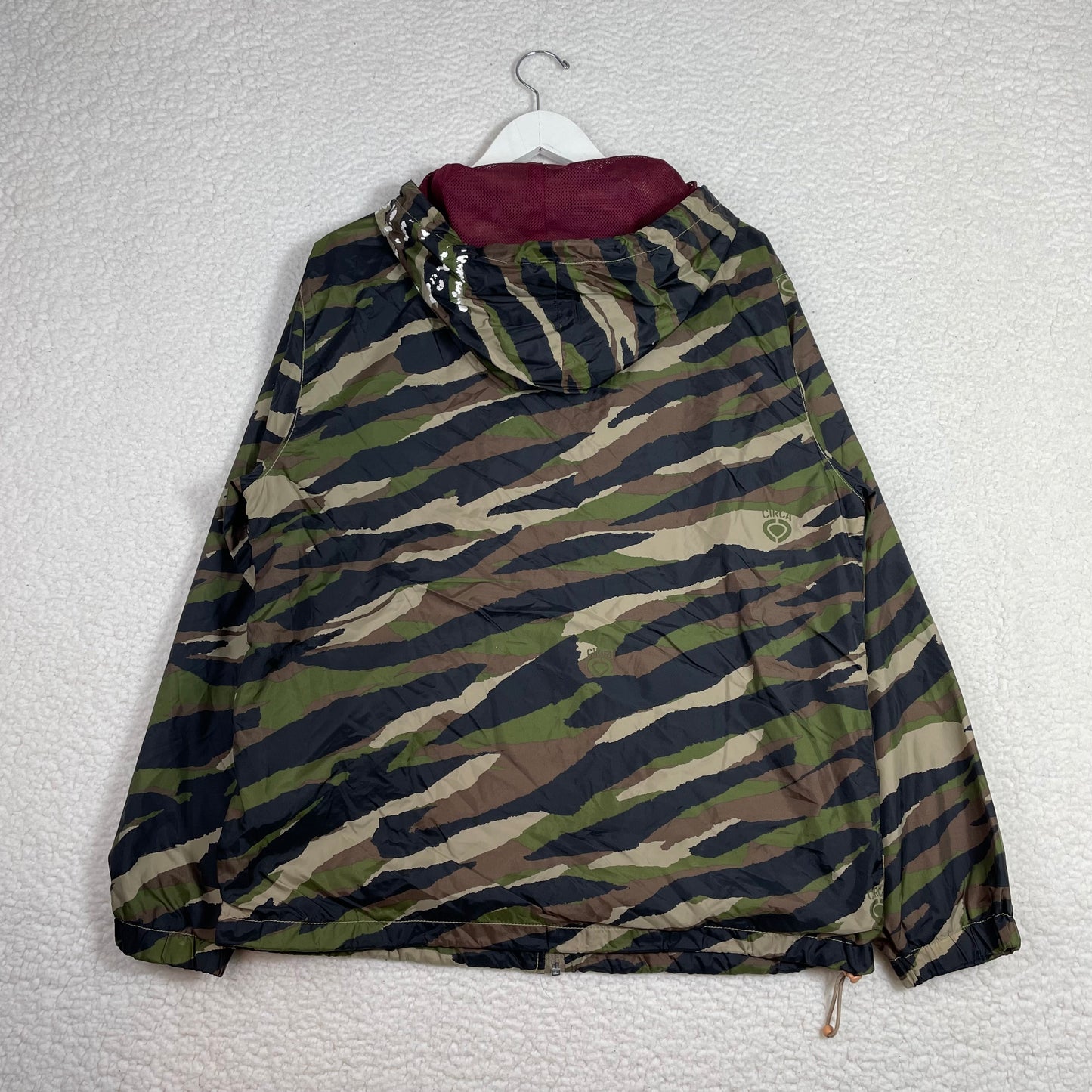 Retro Circa Zip Up Camo Military Green Windbreaker Jacket