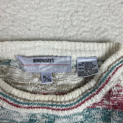 Vintage Rainbow Paneled 3D Knit Drop Shoulder Sweater