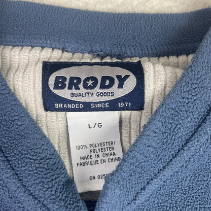 Brody Blue White Stripe Fleece V-Neck Sweatshirt L Gorpcore Outdoors