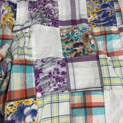 Y2K Enyce Patchwork Plaid Floral Cotton Baggy Shorts 34 Hip Hop Street