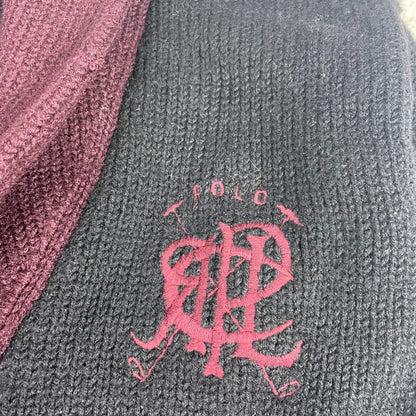 Polo Ralph Lauren Wool Shawl Collar Cardigan RL Crest Black Burgundy