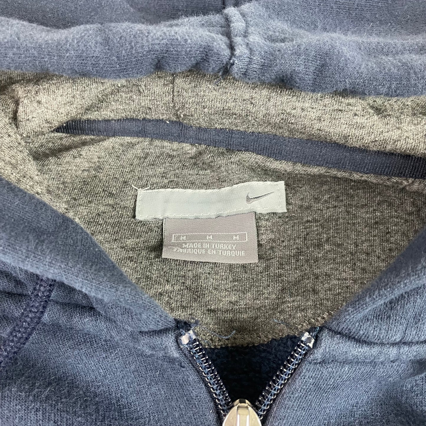 Vintage Nike Navy Blue Zip Up Hoodie Silver Tab