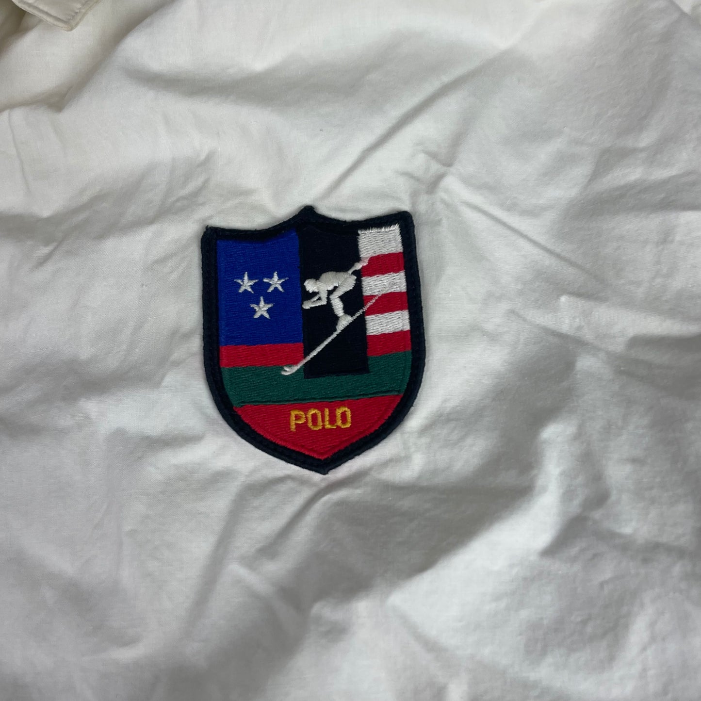 Polo Ralph Lauren White Down Puffer Jacket Ski Patch Full Zip