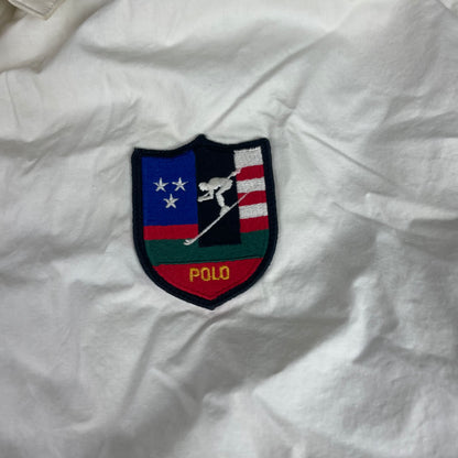 Polo Ralph Lauren White Down Puffer Jacket Ski Patch Full Zip