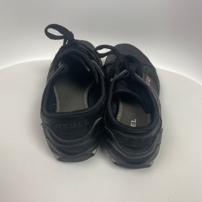 Y2K Diesel Black Leather Low Top Sneakers 7.5 Grunge Streetwear