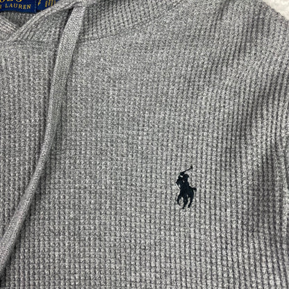Polo Ralph Lauren Grey Waffle Knit Thermal Hoodie Embroidered Pony
