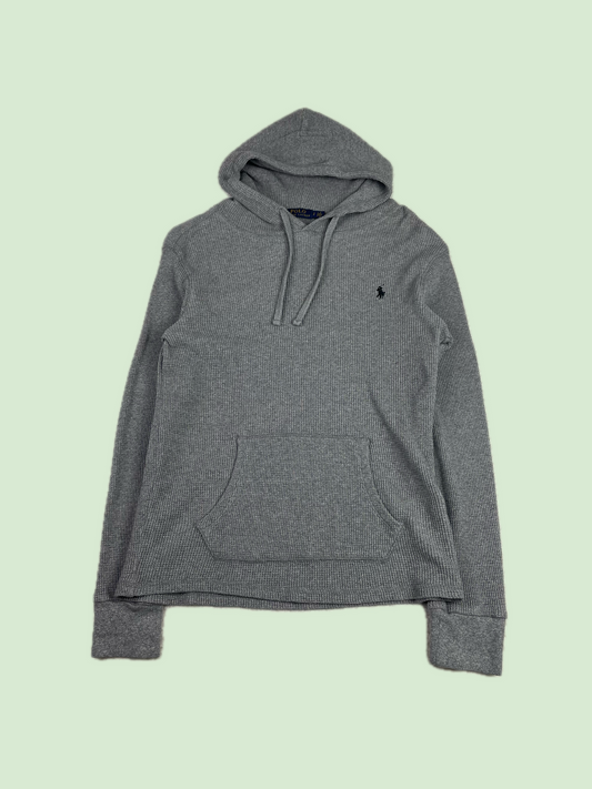 Polo Ralph Lauren Grey Waffle Knit Thermal Hoodie Embroidered Pony
