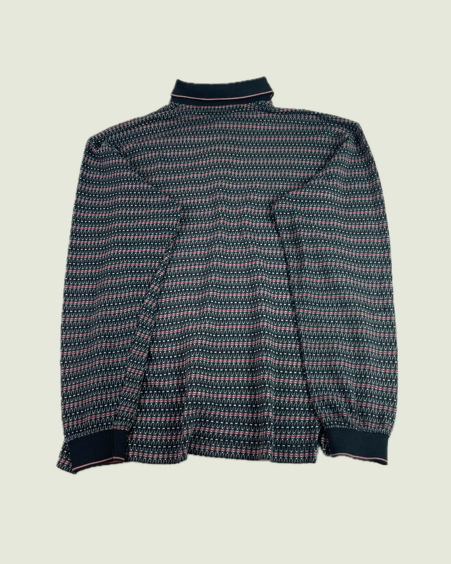Vintage Knightsbridge Geometric Knit Polo Sweater