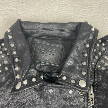 [BLANKNYC] Studded Floral Embroidered Faux Leather Moto Jacket