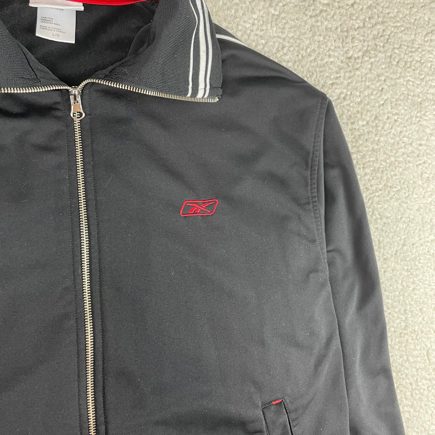 Vintage Reebok Black Zip Up Funnel Neck Track Jacket