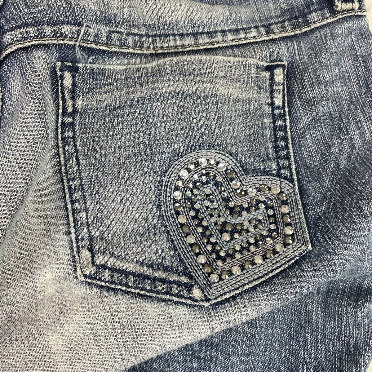 Y2K Juicy Couture Blue Rhinestone Heart Bootcut Jeans 29 Coquette Gyaru