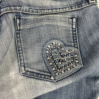 Y2K Juicy Couture Blue Rhinestone Heart Bootcut Jeans 29 Coquette Gyaru