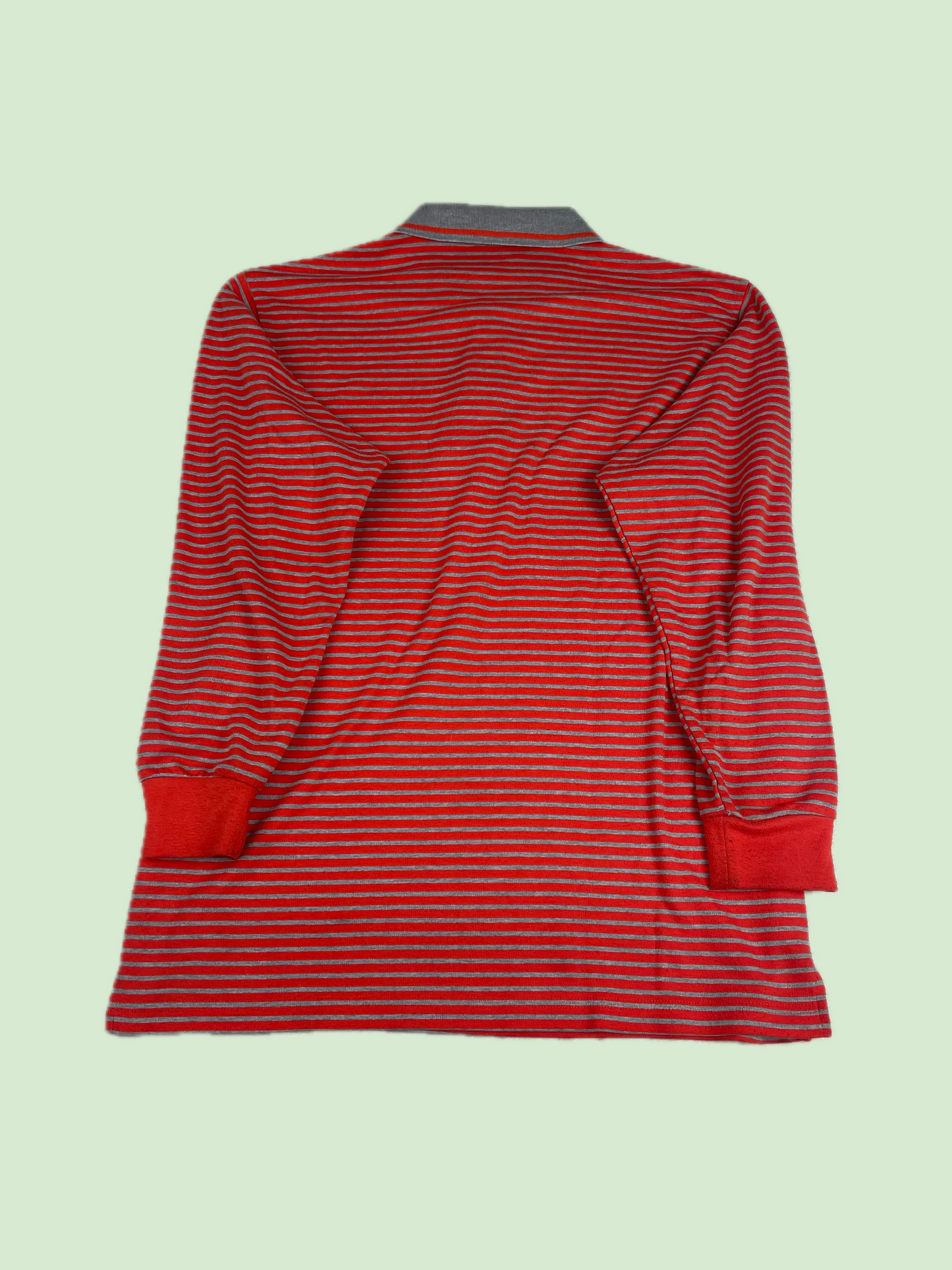 Lacoste Red Grey Striped Long Sleeve Polo Shirt