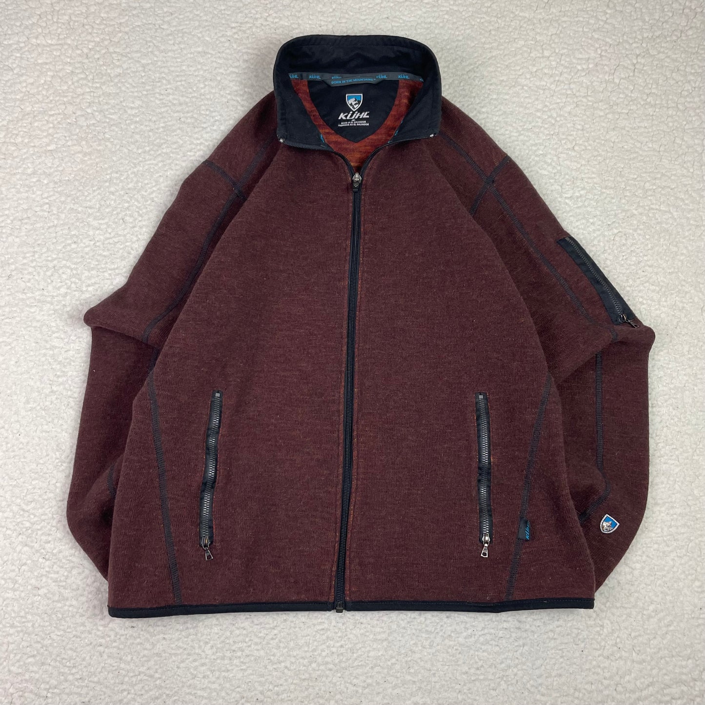 Kuhl Maroon Burgundy Alpaca Fleece Zip Up Jacket