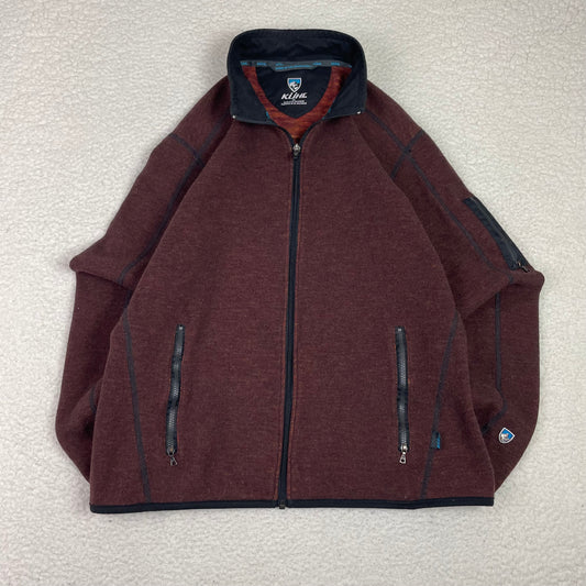 Kuhl Maroon Burgundy Alpaca Fleece Zip Up Jacket