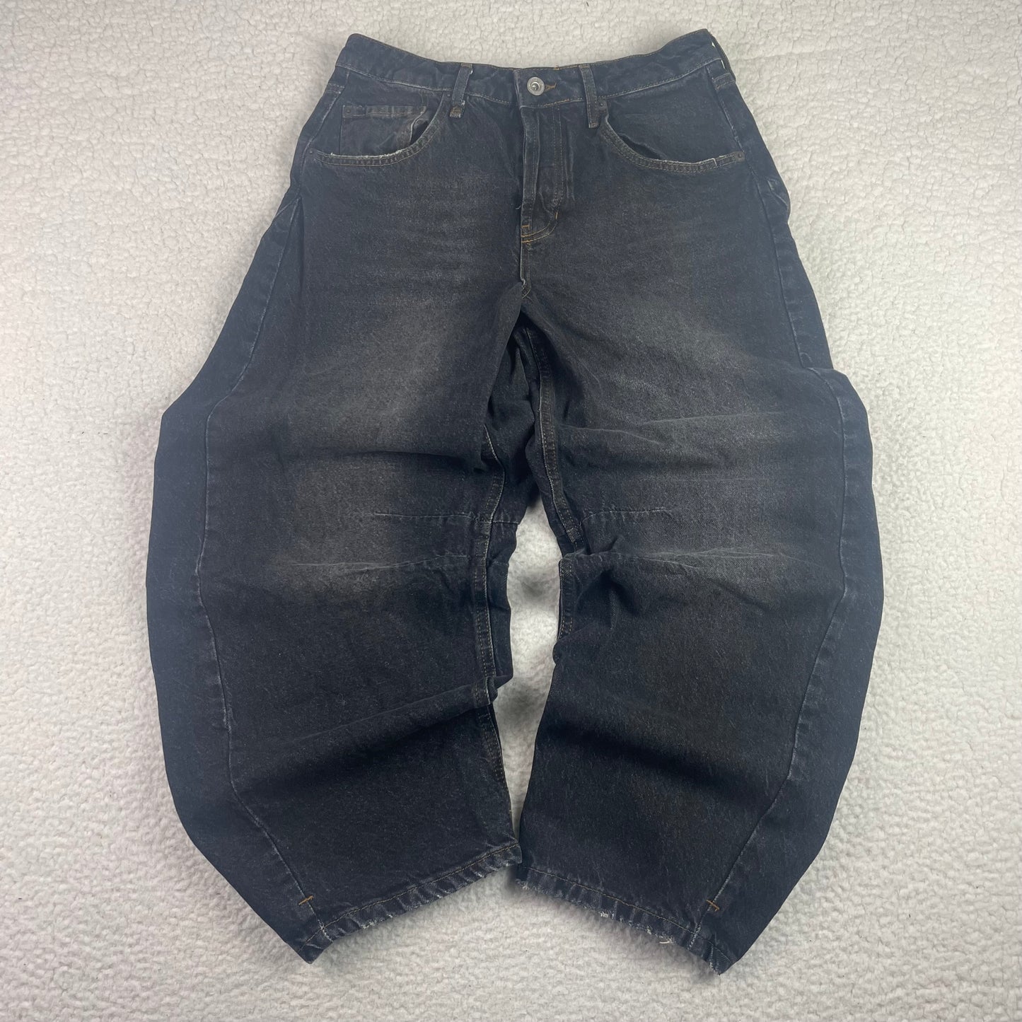 BDG Baggy Barrel Gray Drop Crotch Button Fly Denim Jeans