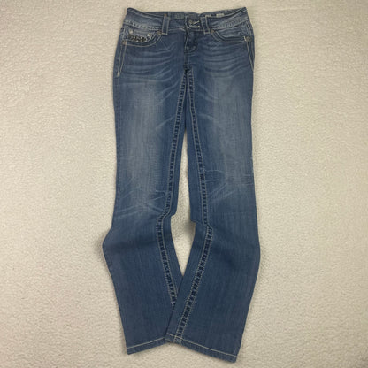 Missme Straight Leg Light Wash Blue Low Rise Jeans