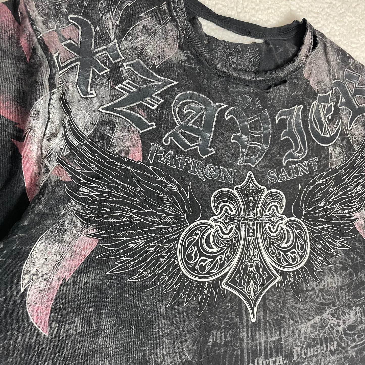 Y2K Jesse Pinkman Xzavier Affliction Style Distressed AOP Shirt