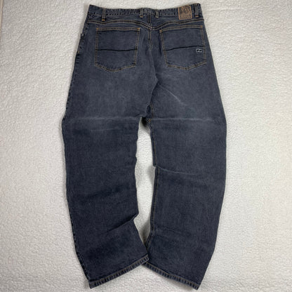 Vintage Split Medium Wash Gray Button Fly Baggy Jeans