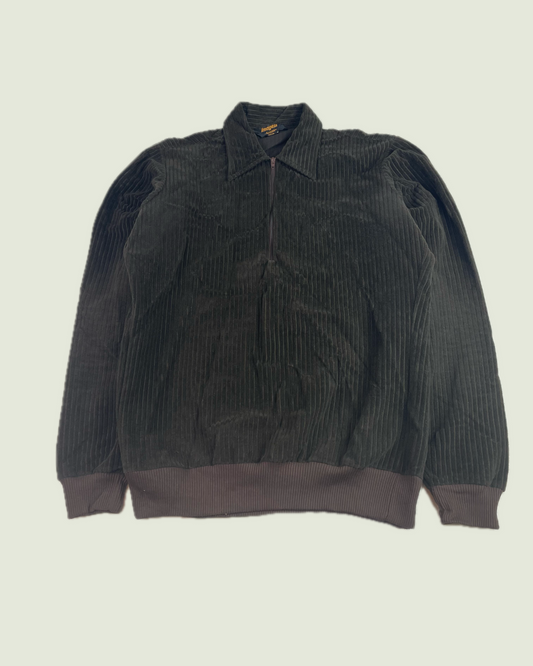Vintage Arrow Dagger Collar Corduory Brown Sweatshirt