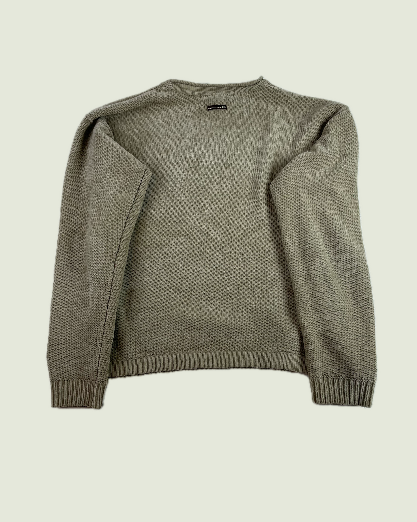 Y2K Point Zero Rollup Collar Boxy Fisherman Biege Sweater