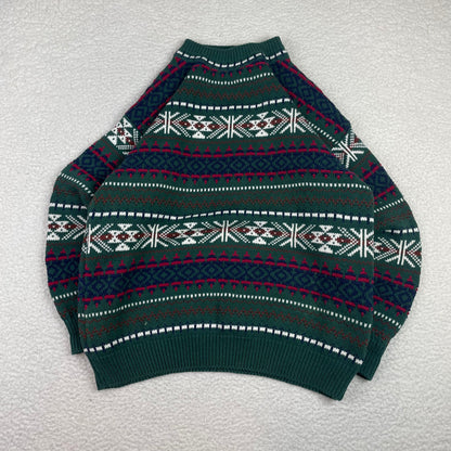 Vintage Fair Isle Nordic Green Blue Red Sweater