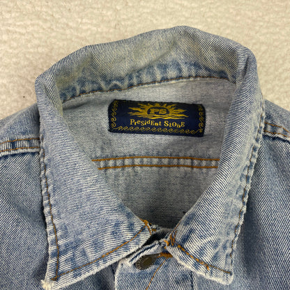 Vintage President Stone Denim Button Up Jacket