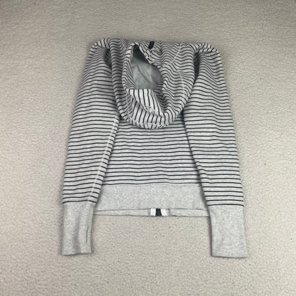 Lululemon Grey Striped Scuba Full Zip Hoodie 4 Thumbholes Athleisure