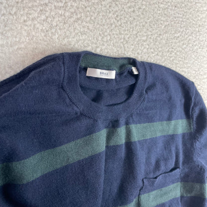 Brax Rick Pullover Navy Green Crew Neck Sweater