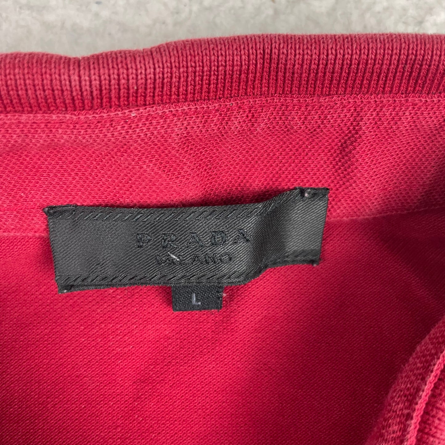 Prada Milano Red Short Sleeve Polo Shirt with Logo Patch