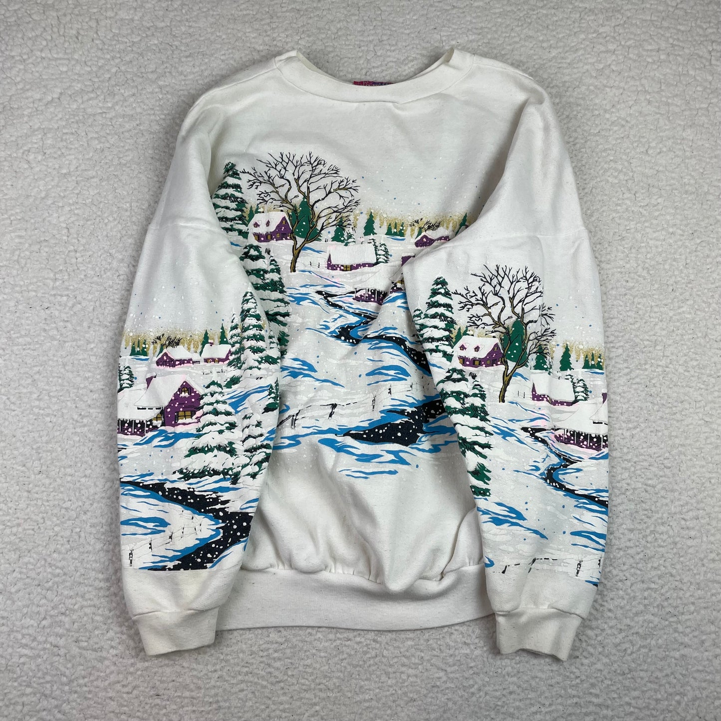 Vintage Winter Cabin AOP Drop Shoulder Sweatshirt