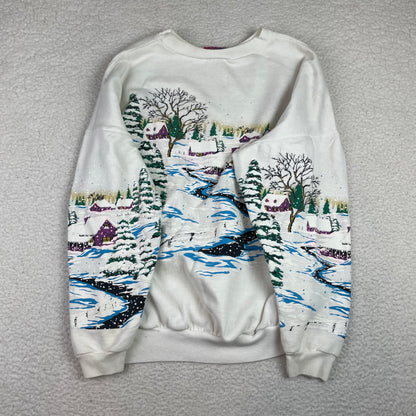Vintage Winter Cabin AOP Drop Shoulder Sweatshirt