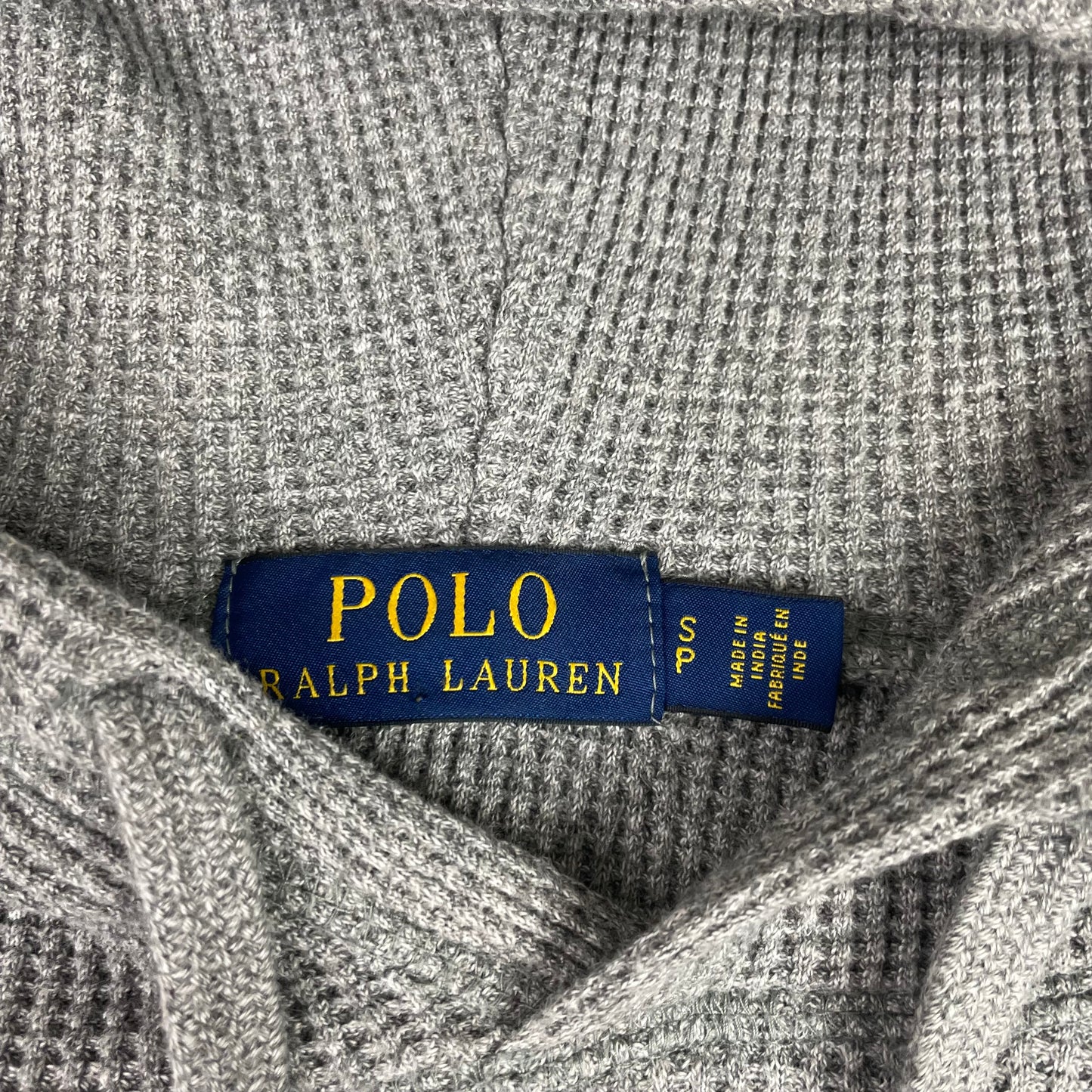 Polo Ralph Lauren Grey Waffle Knit Thermal Hoodie Embroidered Pony