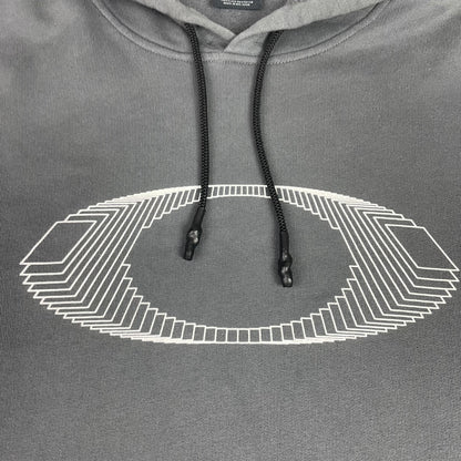 Y2K Center Logo Oakley Grey Graphic Logo Pullover Hoodie