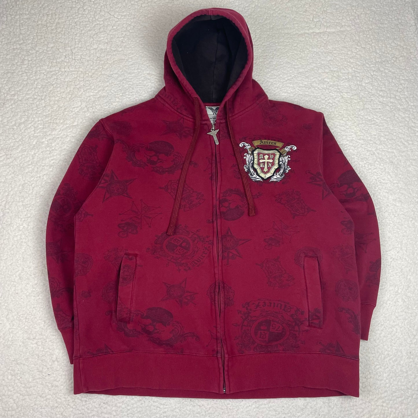 Vintage Y2K Avirex Red Zip Up Y2K Hoodie