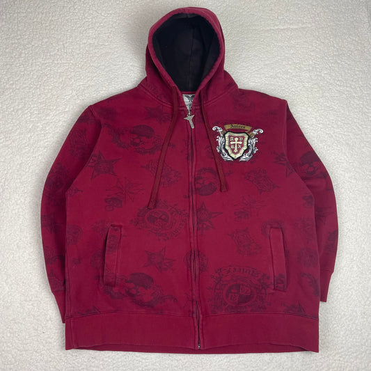 Vintage Y2K Avirex Red Zip Up Y2K Hoodie