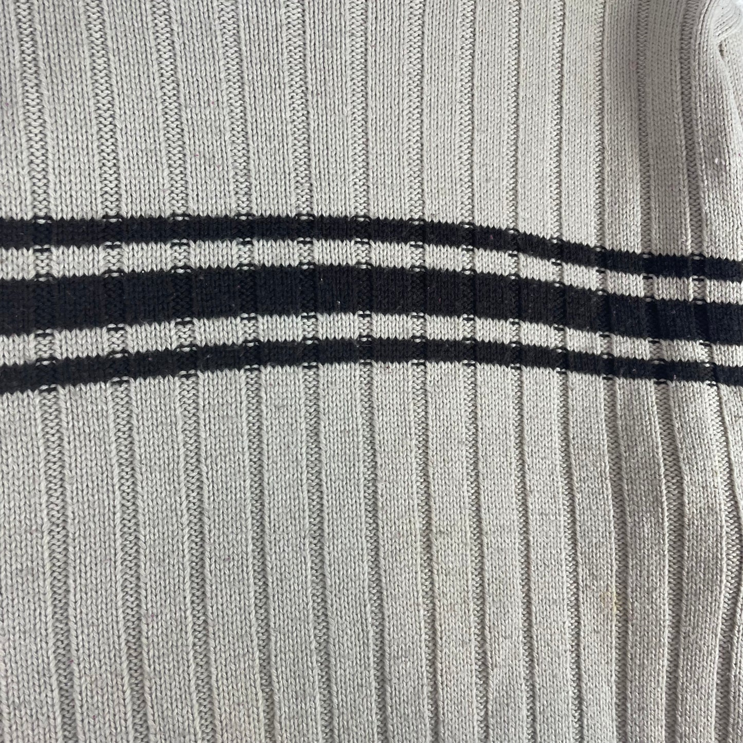 Vintage Stripe Ribbed Chunky Knit Biege Sweater